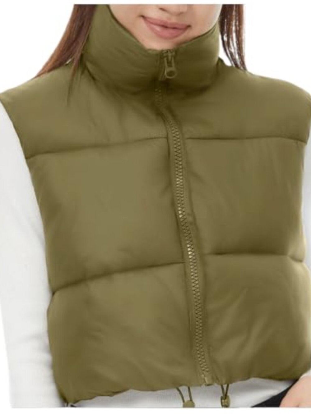 Women's Lightweight Quilted Zip Crop Puffer Vest Sleeveless Padded Gilet